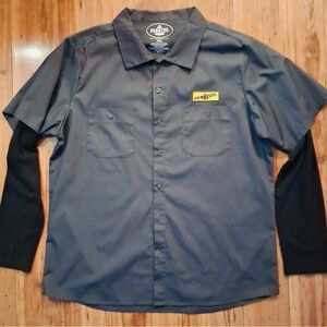 Men's Gray Pennzoil Button Up Layered Look Shirt